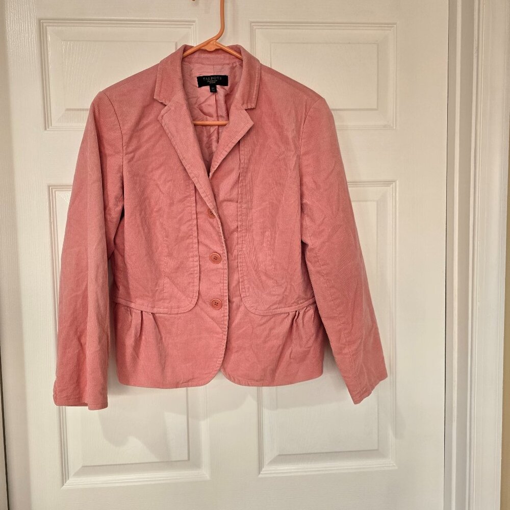 Talbots Petites‎ Corduroy Blazer Jacket Lined Button Front Light Pink Size 12P